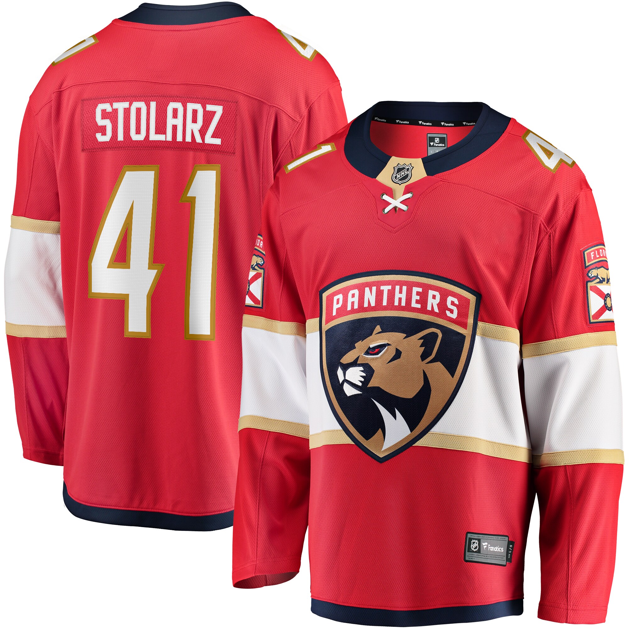Men's Florida Panthers Anthony Stolarz Red Home Breakaway Hockey Jersey - JS453 