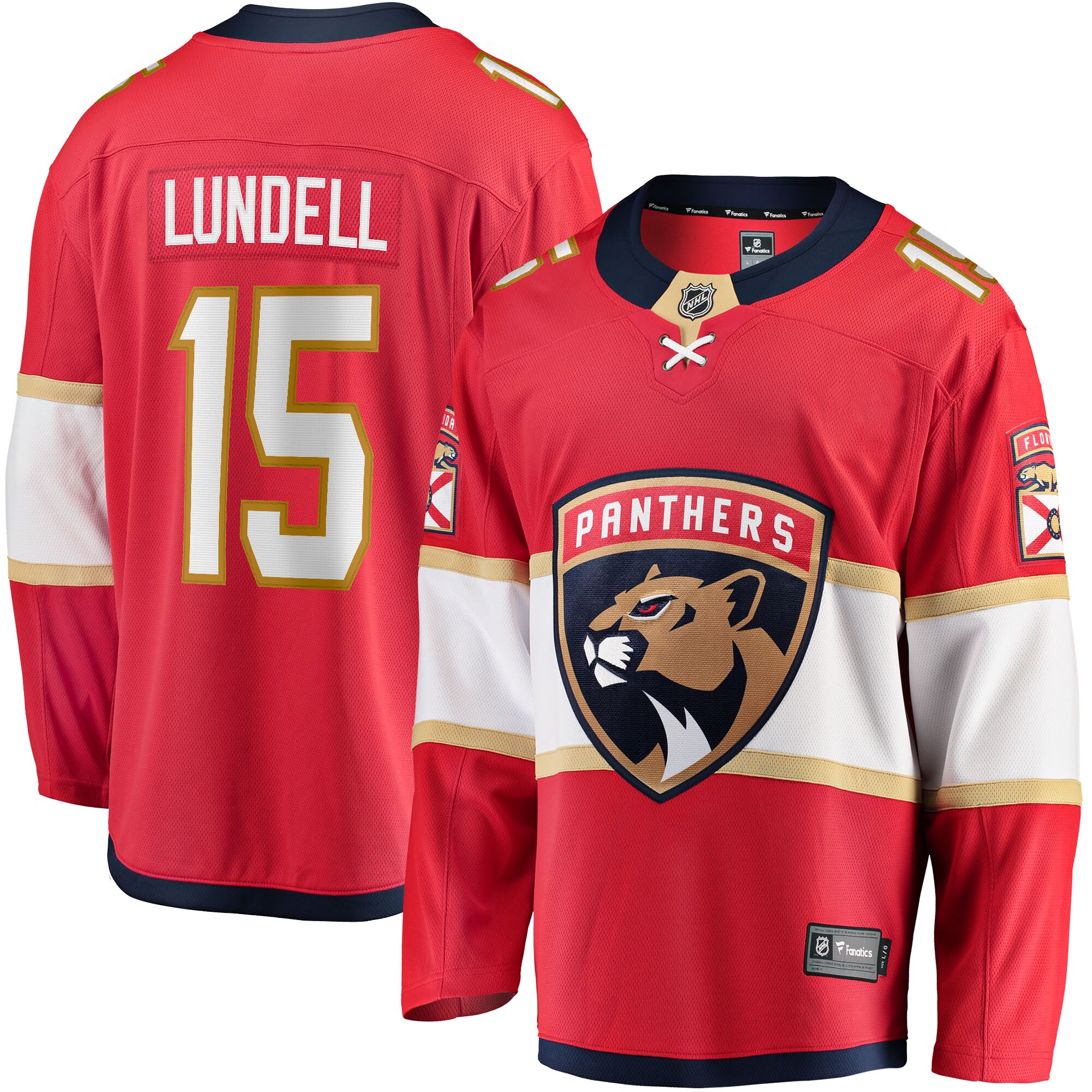 Men's Florida Panthers Anton Lundell Red Home Breakaway Player Hockey Jersey - JS282 