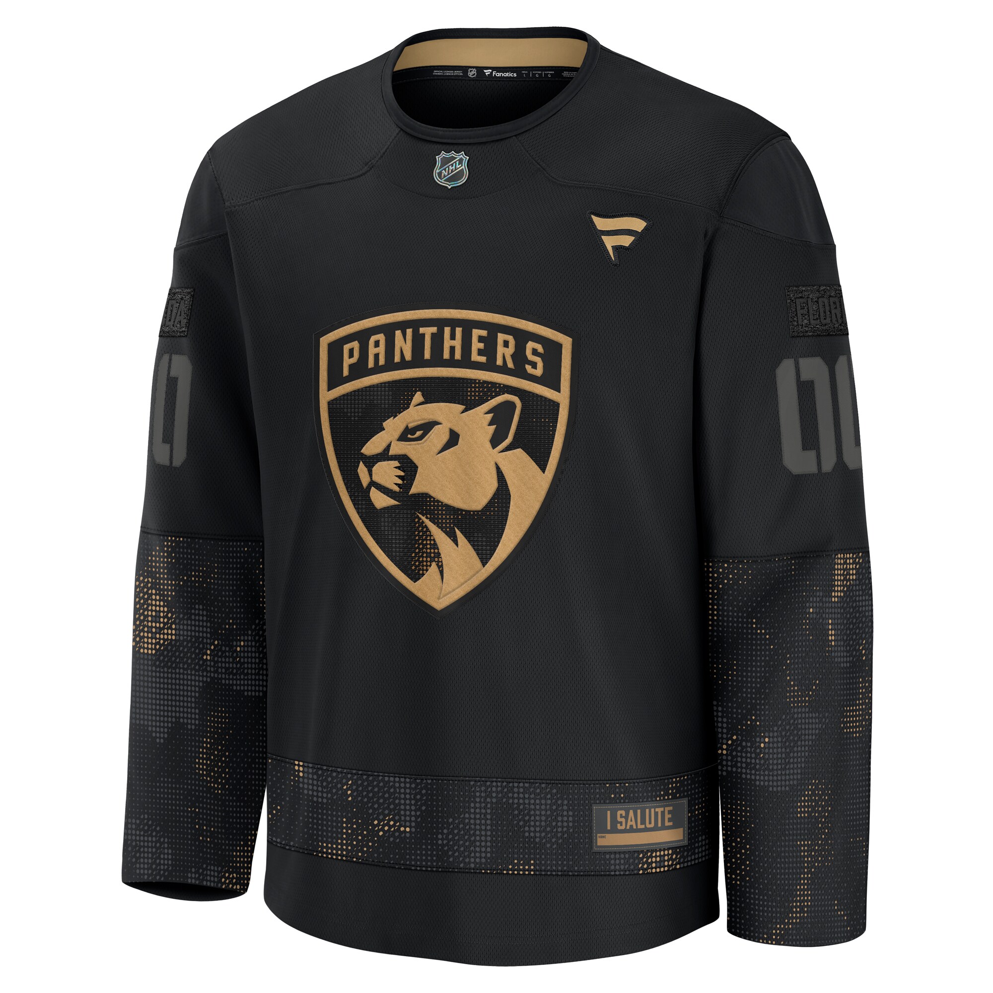 Alternative view of Men's Florida Panthers Black 2024 Military Appreciation Custom Practice Hockey Jersey - JS647 