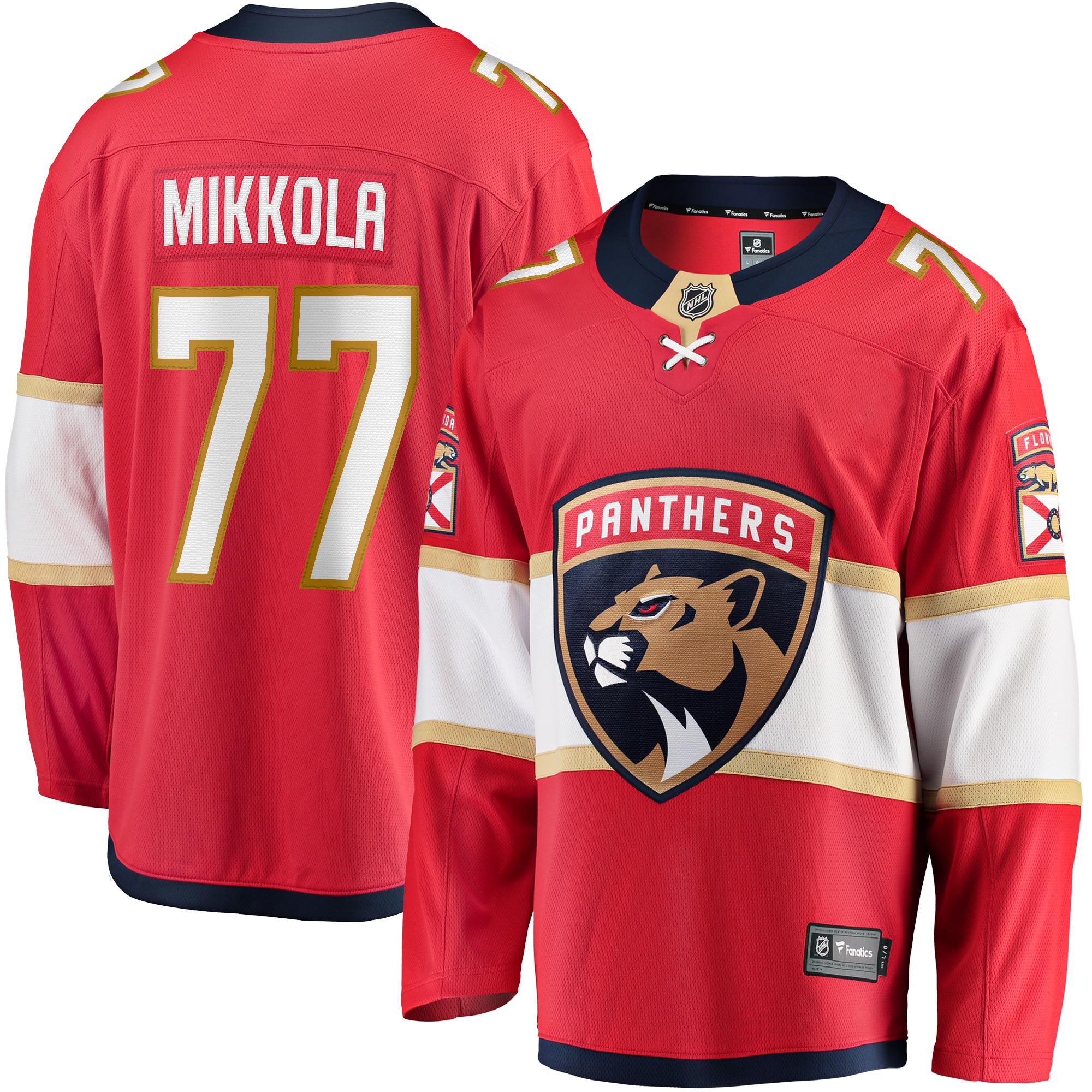 Men's Florida Panthers Niko Mikkola Red Premier Breakaway Player Hockey Jersey - JS284 