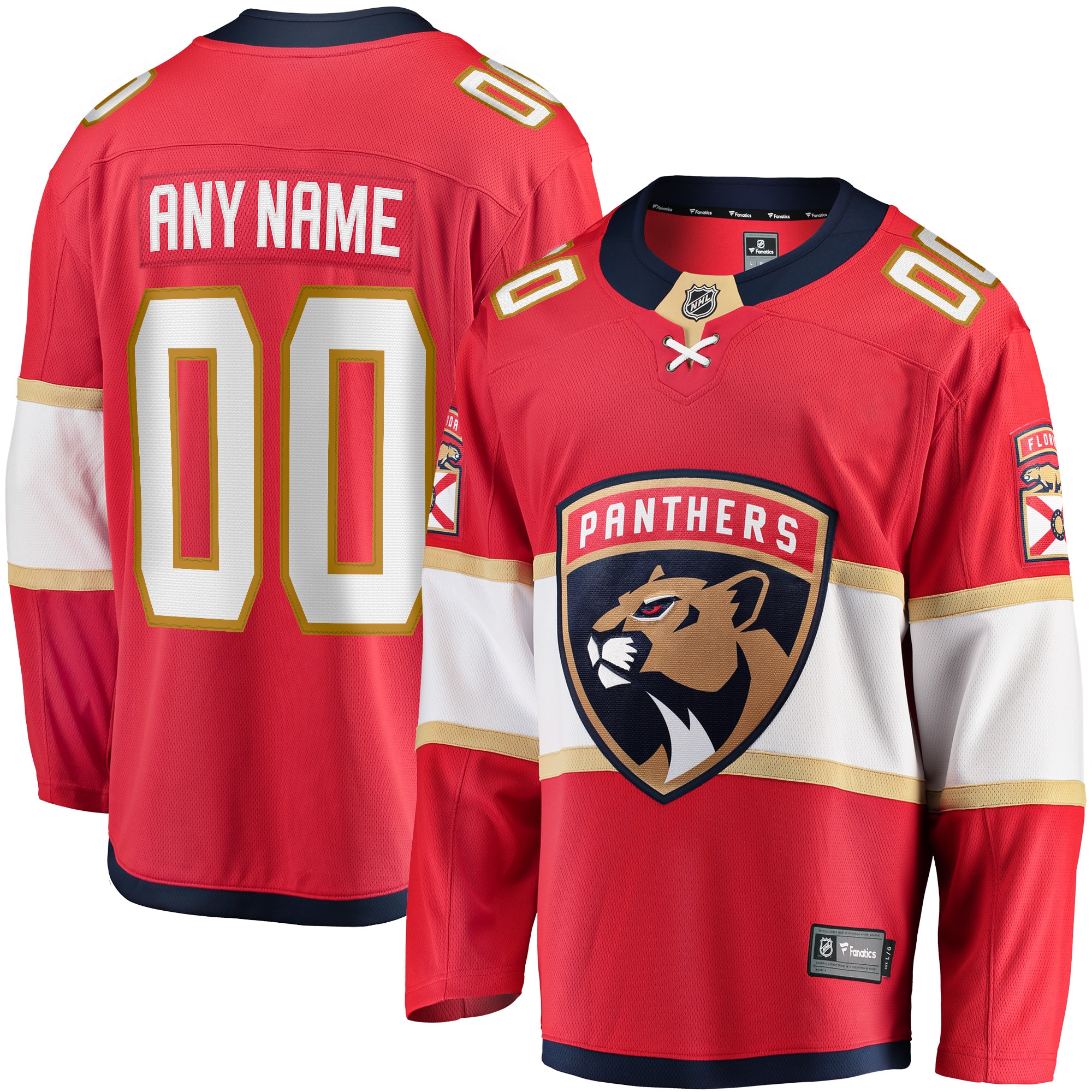 Men's Florida Panthers Red Home Breakaway Custom Hockey Jersey - JS939 
