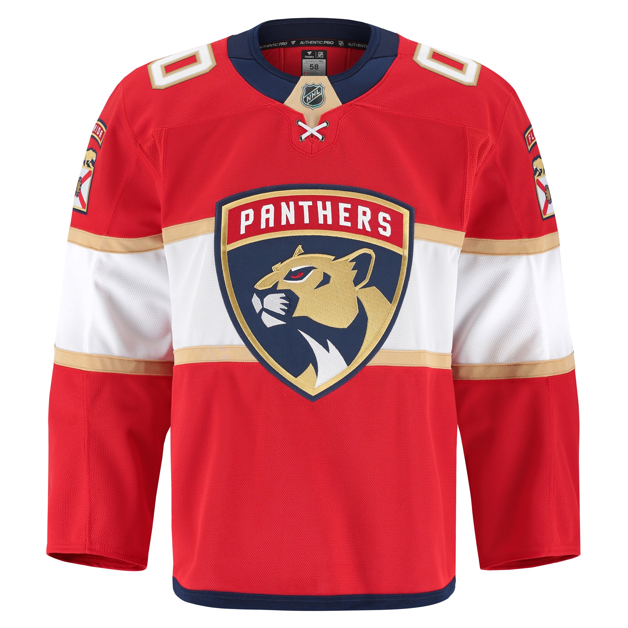 Alternative view of Men's Florida Panthers Red Home Pro Custom Hockey Jersey - JS749 