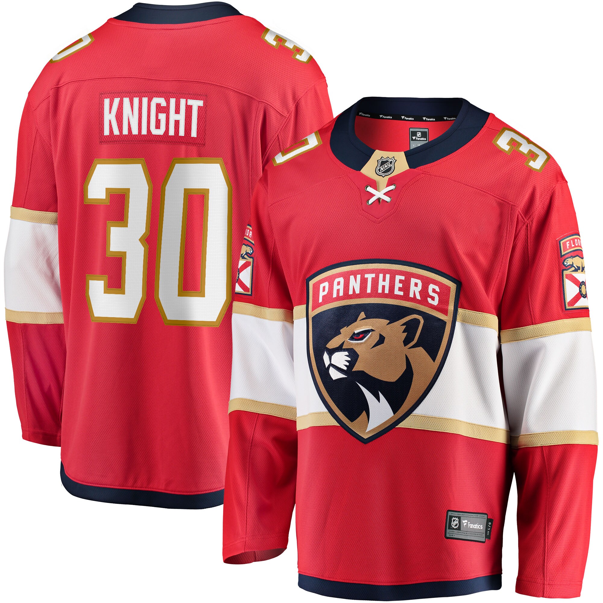 Men's Florida Panthers Spencer Knight Red Home Breakaway Hockey Jersey - JS328 