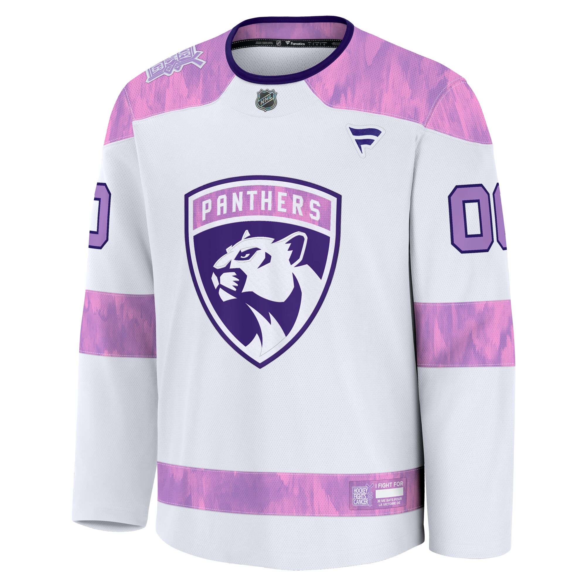 Alternative view of Men's Florida Panthers White 2024 Hockey Fights Cancer Custom Practice Hockey Jersey - JS801 