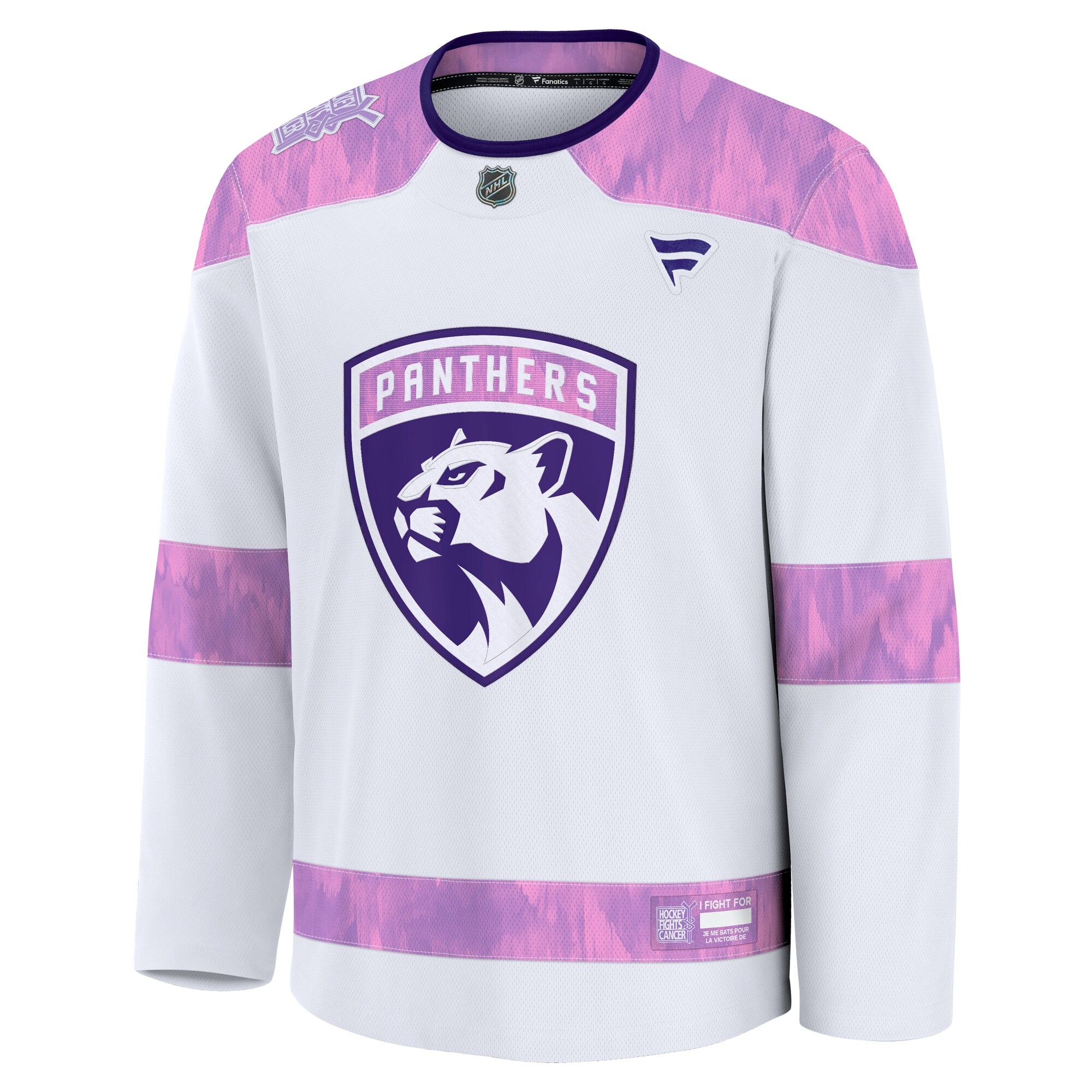 Alternative view of Men's Florida Panthers White 2024 Hockey Fights Cancer Practice Hockey Jersey - JS535 