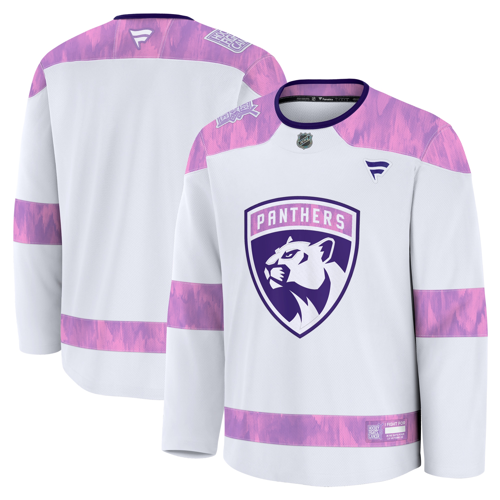 Men's Florida Panthers White 2024 Hockey Fights Cancer Practice Hockey Jersey - JS535 