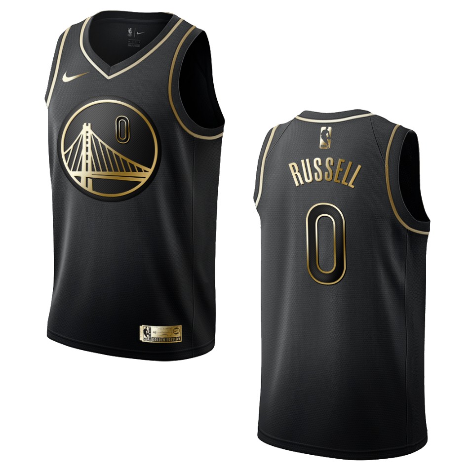 Men’s Golden State Warriors #0 D’angelo Russell Golden Edition Basketball Jersey – Black