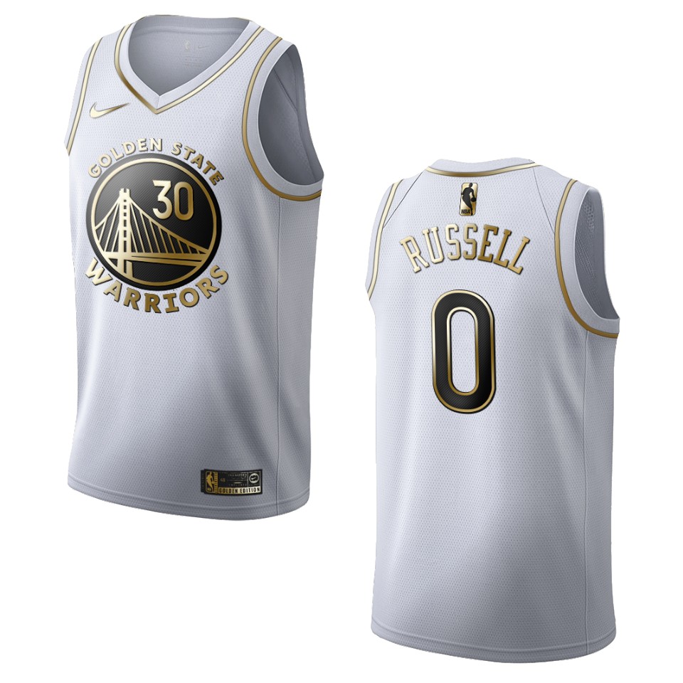 Men’s Golden State Warriors #0 D’angelo Russell Golden Edition Basketball Jersey – White