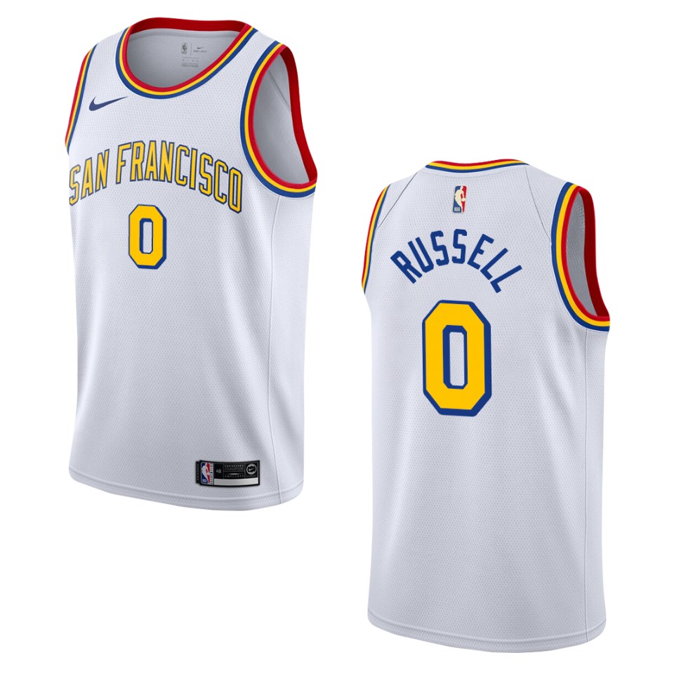 Men's Golden State Warriors #0 D'angelo Russell Hardwood Classics Swingman Basketball Jersey - White