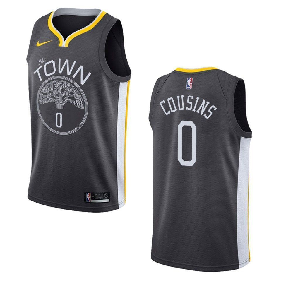 Men's Golden State Warriors 0 Demarcus Cousins Statement Swingman Basketball Jersey - Black - JS931 