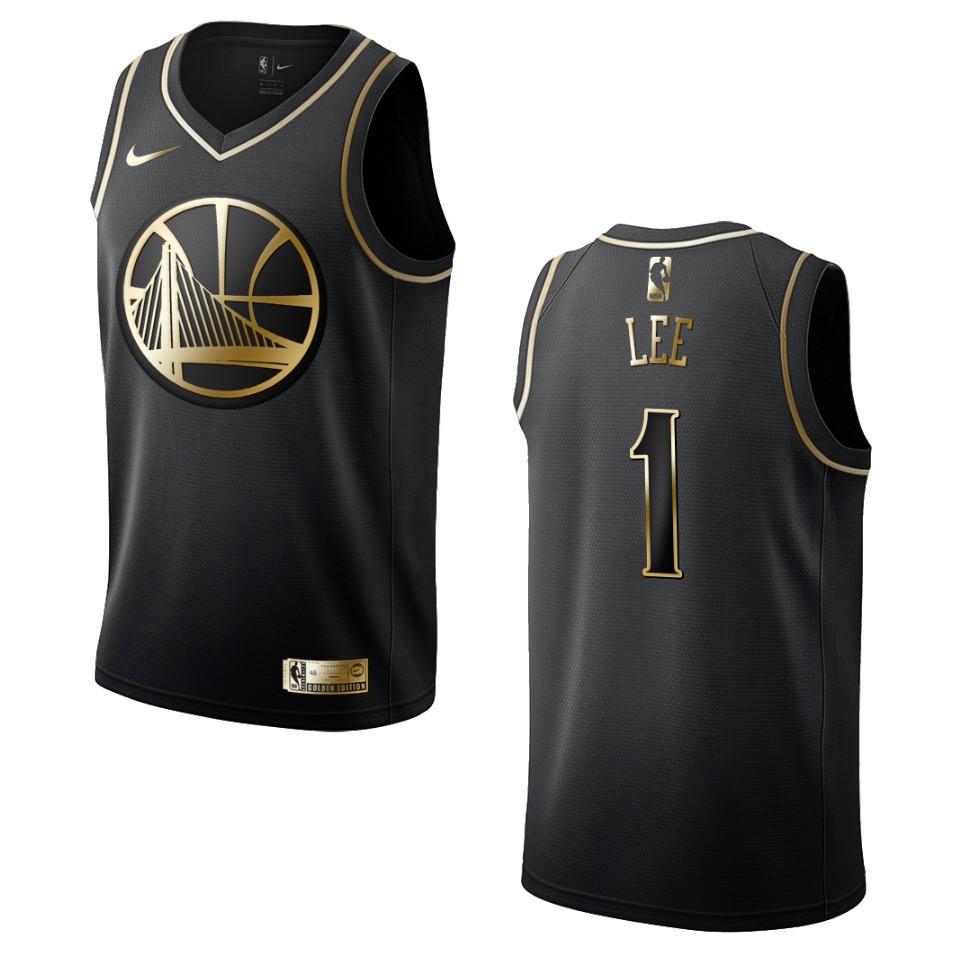 Men’s Golden State Warriors #1 Damion Lee Golden Edition Basketball Jersey – Black