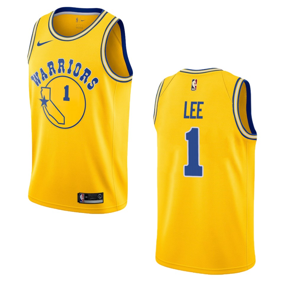 Men's Golden State Warriors #1 Damion Lee Hardwood Classics Swingman Basketball Jersey - Gold