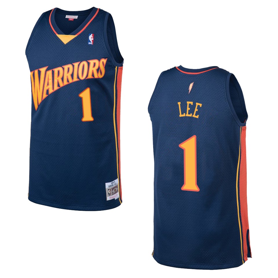 Men's Golden State Warriors #1 Damion Lee Hardwood Classics Swingman Basketball Jersey - Navy