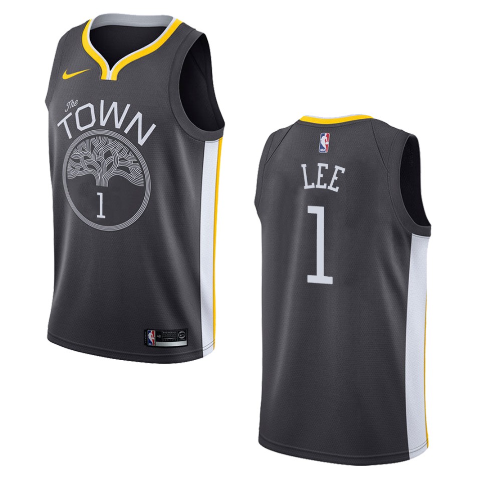 Men's Golden State Warriors #1 Damion Lee Statement Swingman Basketball Jersey - Black