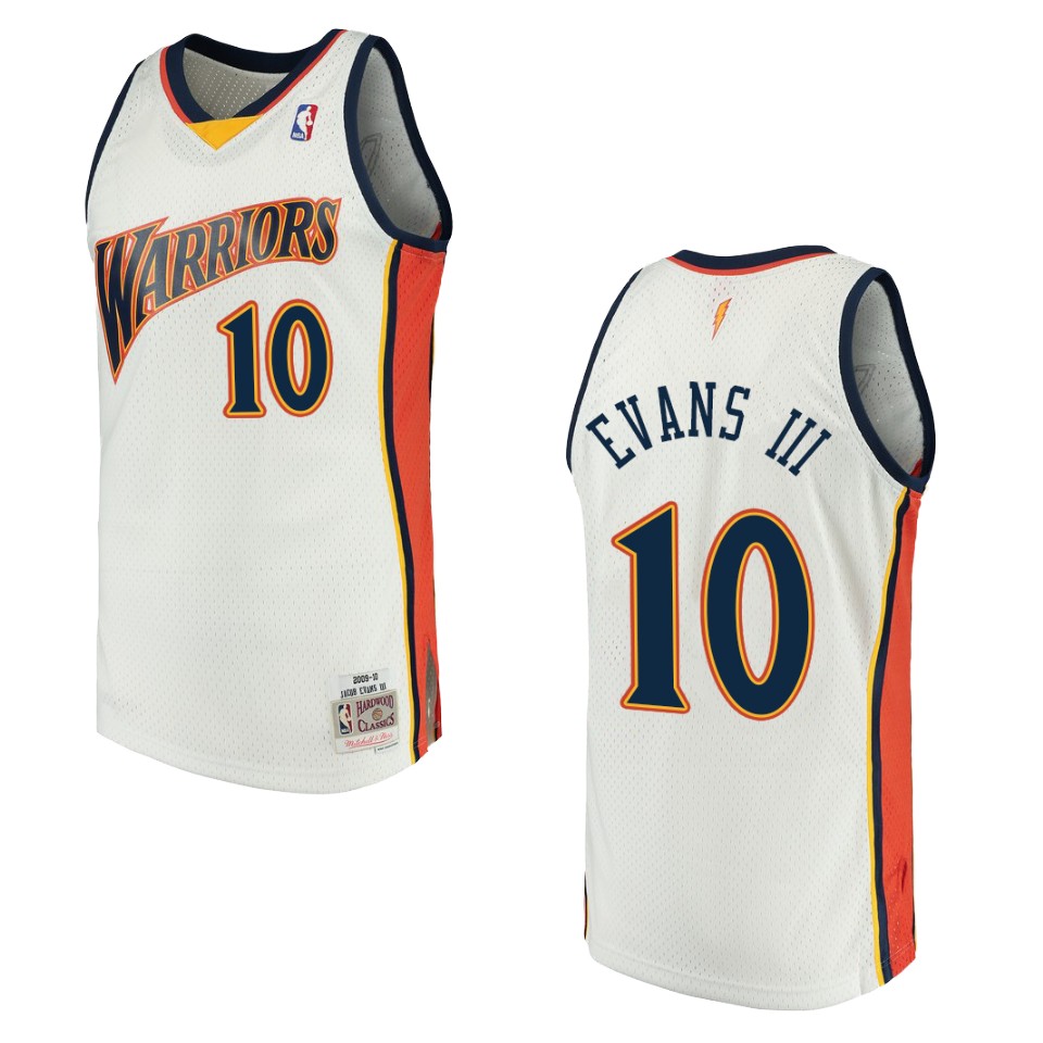 Men's Golden State Warriors #10 Jacob Evans Iii Hardwood Classics Swingman Basketball Jersey - White
