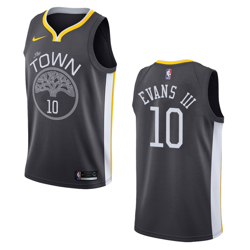 Men's Golden State Warriors #10 Jacob Evans Iii Statement Swingman Basketball Jersey - Black