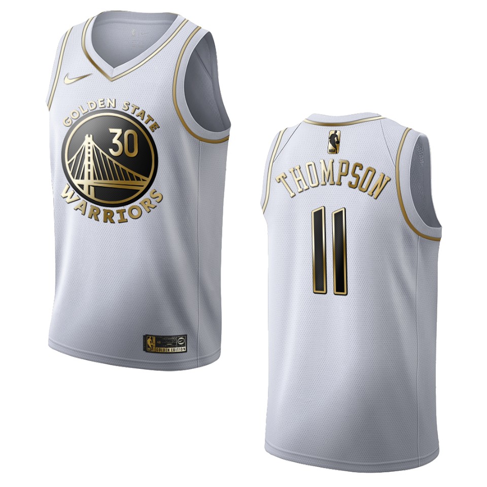 Men’s Golden State Warriors #11 Klay Thompson Golden Edition Basketball Jersey – White