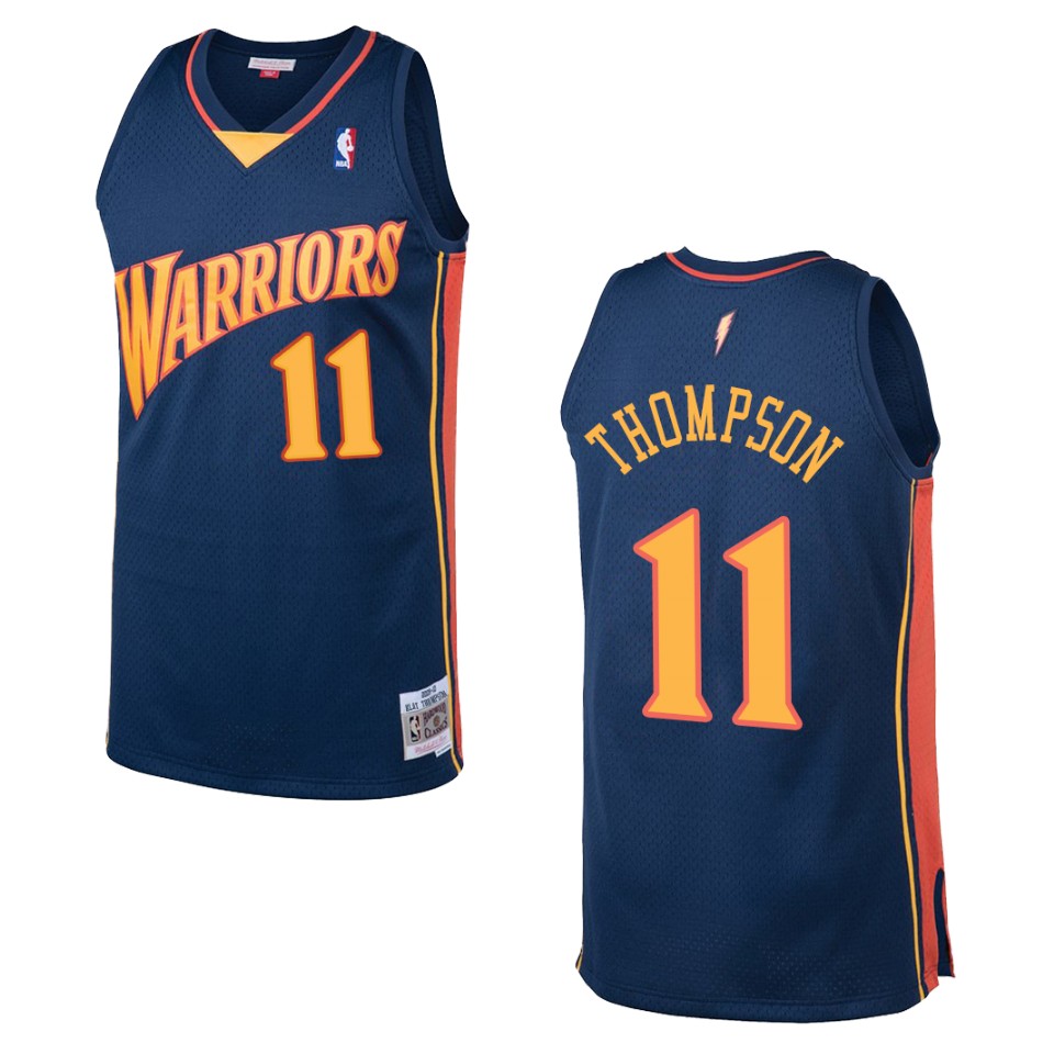 Men's Golden State Warriors #11 Klay Thompson Hardwood Classics Swingman Basketball Jersey - Navy
