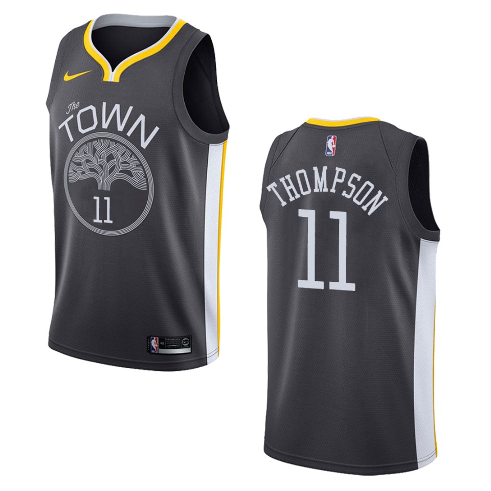 Men's Golden State Warriors #11 Klay Thompson Statement Swingman Basketball Jersey - Black