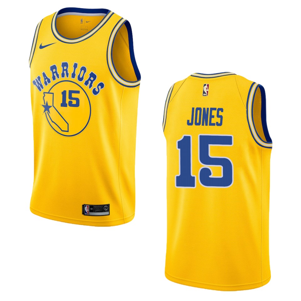 Men's Golden State Warriors #15 Damian Jones Hardwood Classics Swingman Basketball Jersey - Gold