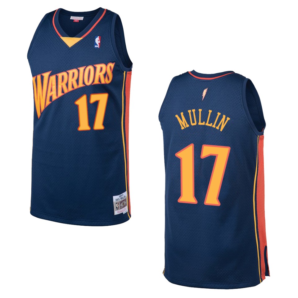 Men's Golden State Warriors #17 Chris Mullin Hardwood Classics Swingman Basketball Jersey - Navy