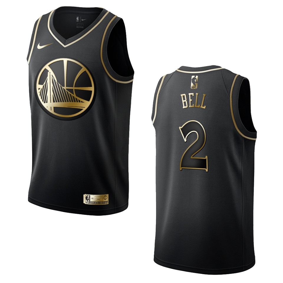 Men’s Golden State Warriors #2 Jordan Bell Golden Edition Basketball Jersey – Black