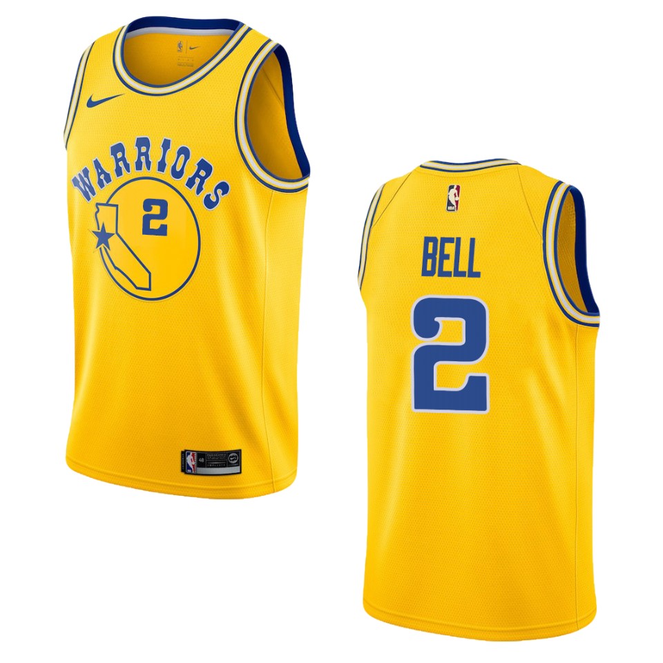 Men's Golden State Warriors #2 Jordan Bell Hardwood Classics Swingman Basketball Jersey - Gold