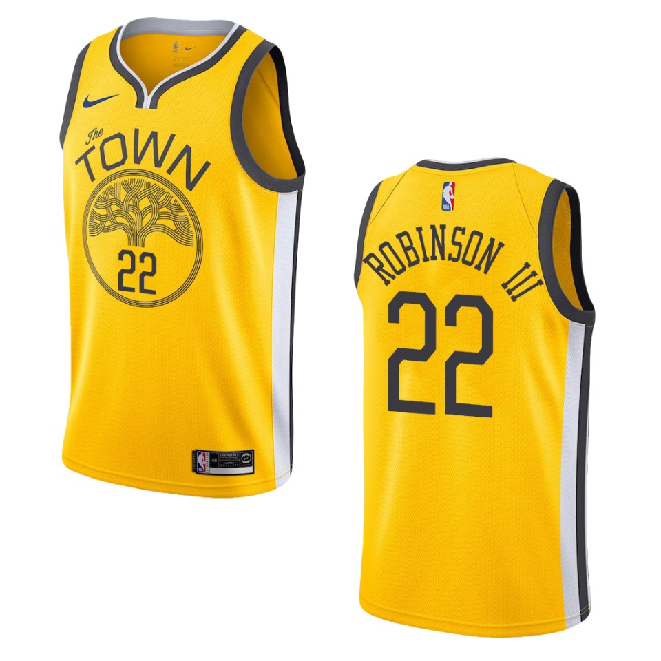 Men's Golden State Warriors #22 Glenn Robinson Iii Earned Swingman Basketball Jersey - Yellow