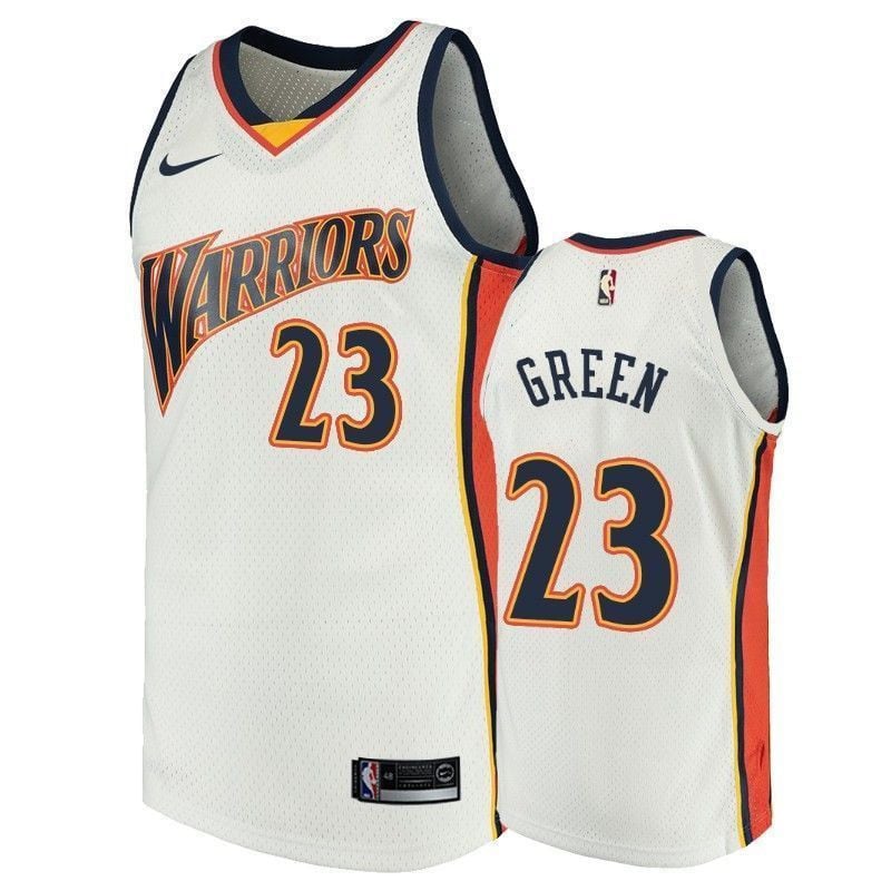 Men's Golden State Warriors 23 Draymond Green White Throwback Basketball Jersey - JS780 