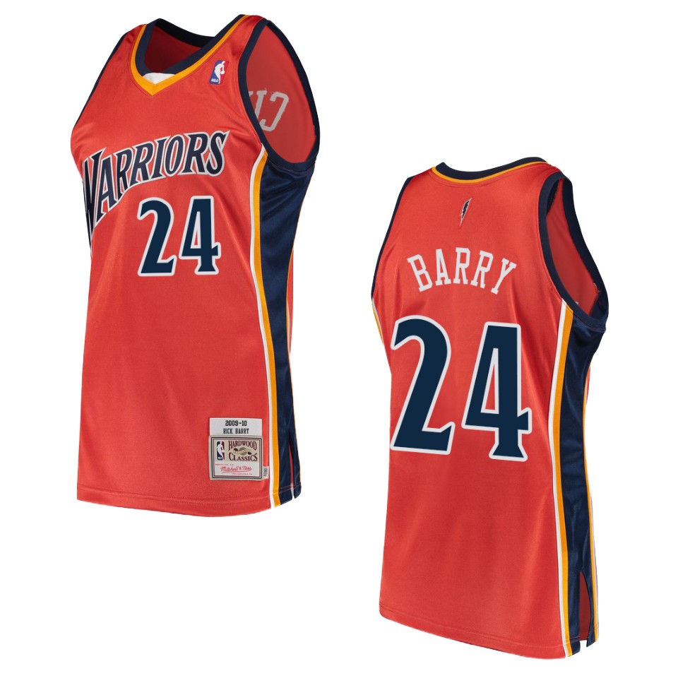 Men's Golden State Warriors #24 Rick Barry Hardwood Classics Swingman Basketball Jersey - Orange