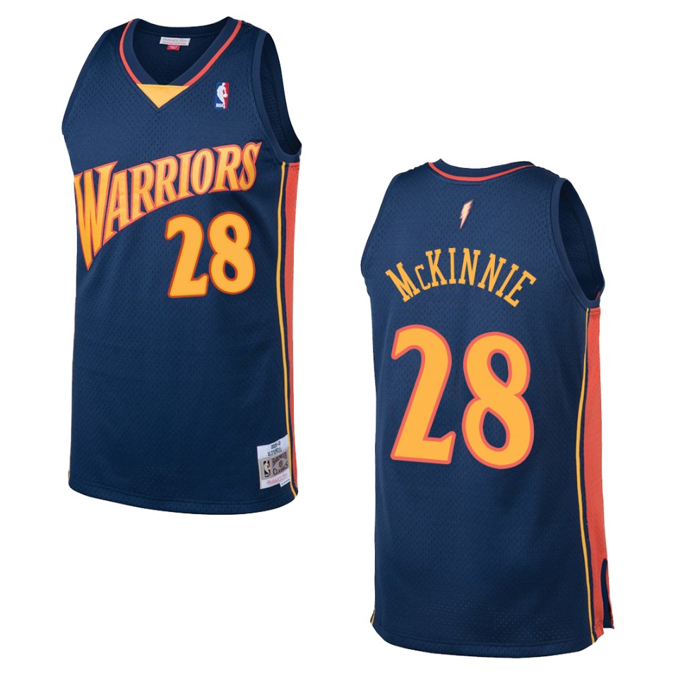 Men's Golden State Warriors #28 Alfonzo Mckinnie Hardwood Classics Swingman Basketball Jersey - Navy