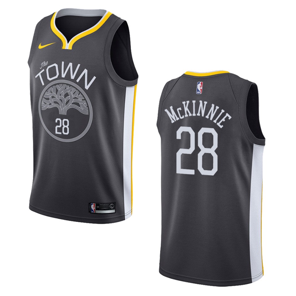 Men's Golden State Warriors #28 Alfonzo Mckinnie Statement Swingman Basketball Jersey - Black