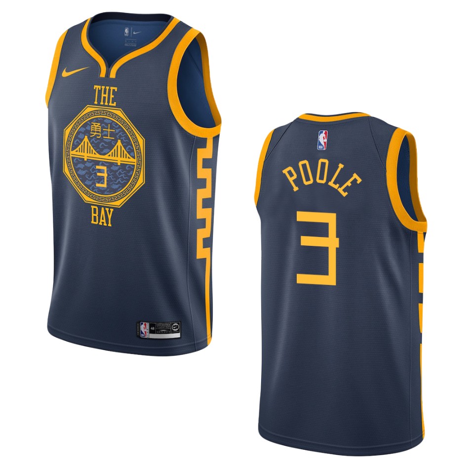 Men's Golden State Warriors #3 Jordan Poole City Swingman Basketball Jersey - Navy