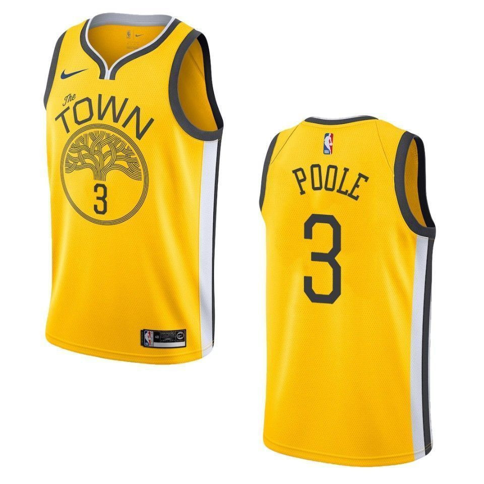 Men's Golden State Warriors 3 Jordan Poole Earned Swingman Basketball Jersey - Yellow - JS804 