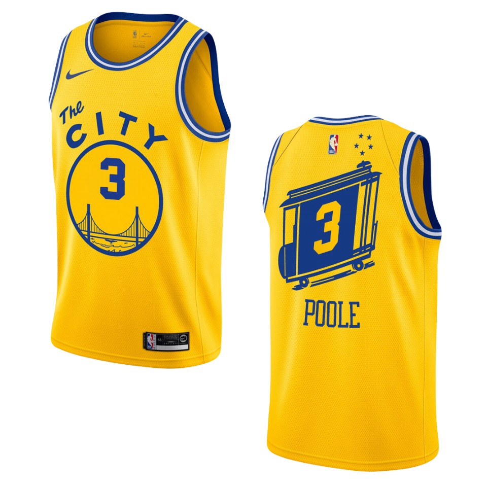 Men's Golden State Warriors #3 Jordan Poole Hardwood Classics Swingman Basketball Jersey - Gold