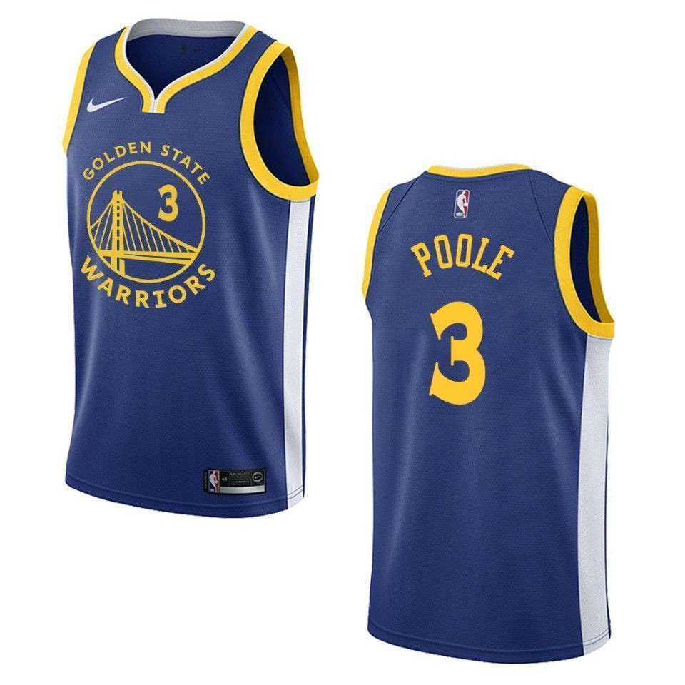 Men's Golden State Warriors 3 Jordan Poole Icon Swingman Basketball Jersey - Royal - JS568 