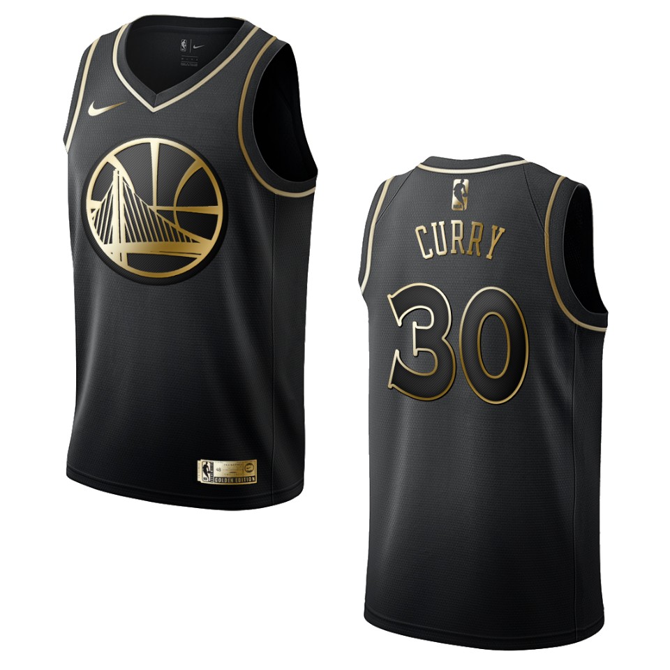 Men’s Golden State Warriors #30 Stephen Curry Golden Edition Basketball Jersey – Black