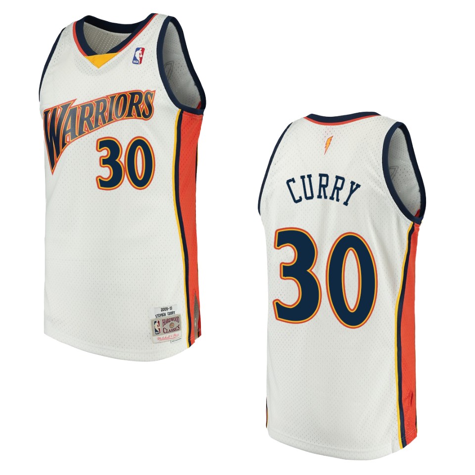 Men's Golden State Warriors #30 Stephen Curry Hardwood Classics Swingman Basketball Jersey - White