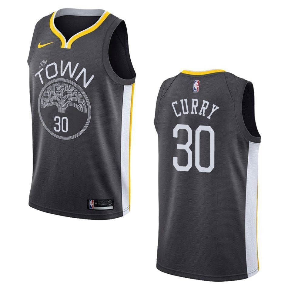 Men's Golden State Warriors 30 Stephen Curry Statement Swingman Basketball Jersey - Black - JS885 