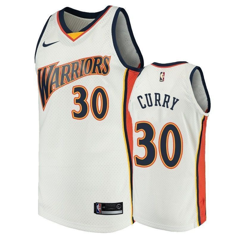 Men's Golden State Warriors 30 Stephen Curry White Throwback Basketball Jersey - JS689 