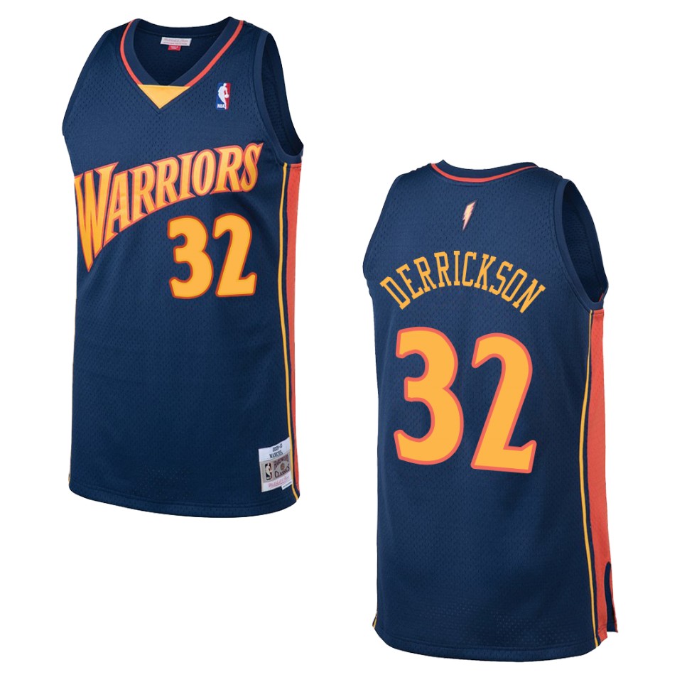 Men's Golden State Warriors #32 Marcus Derrickson Hardwood Classics Swingman Basketball Jersey - Navy