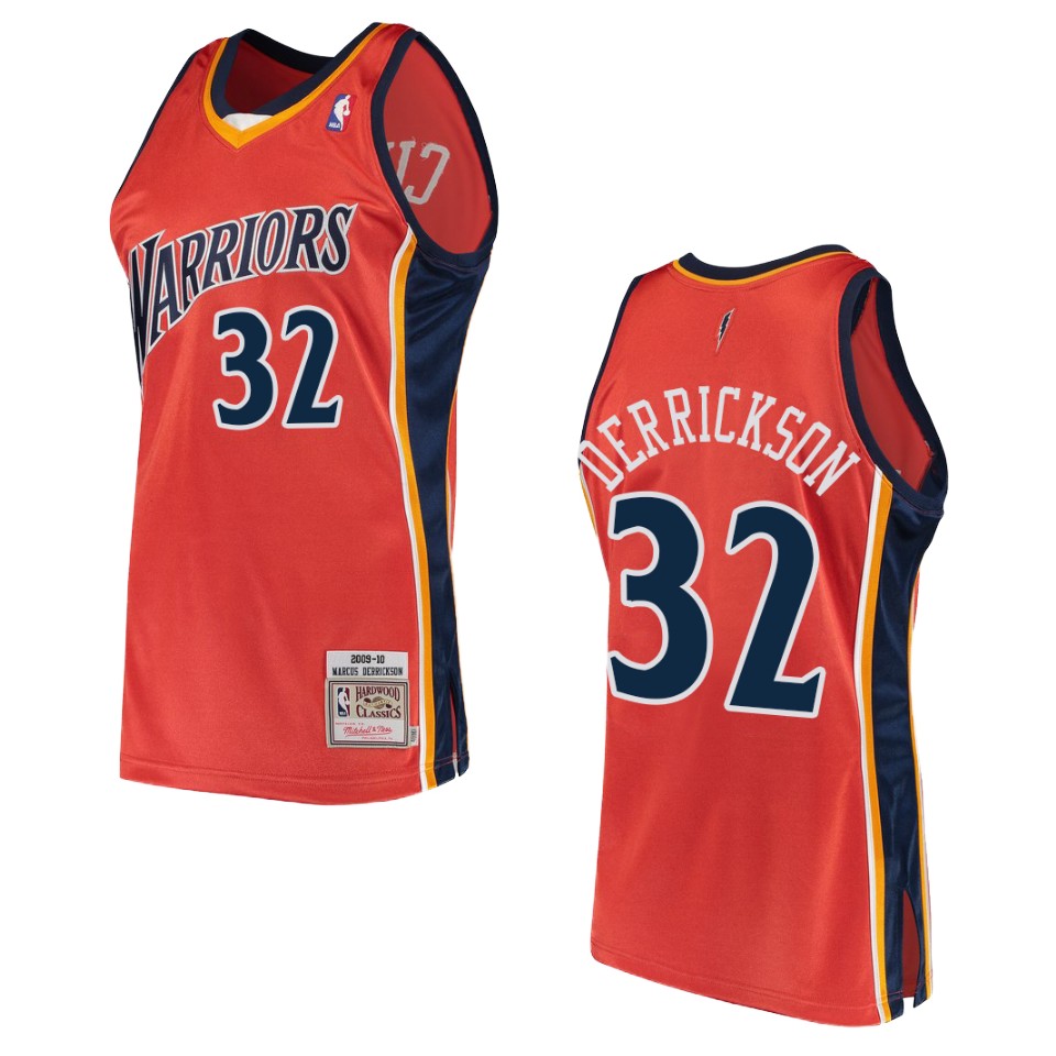 Men's Golden State Warriors #32 Marcus Derrickson Hardwood Classics Swingman Basketball Jersey - Orange