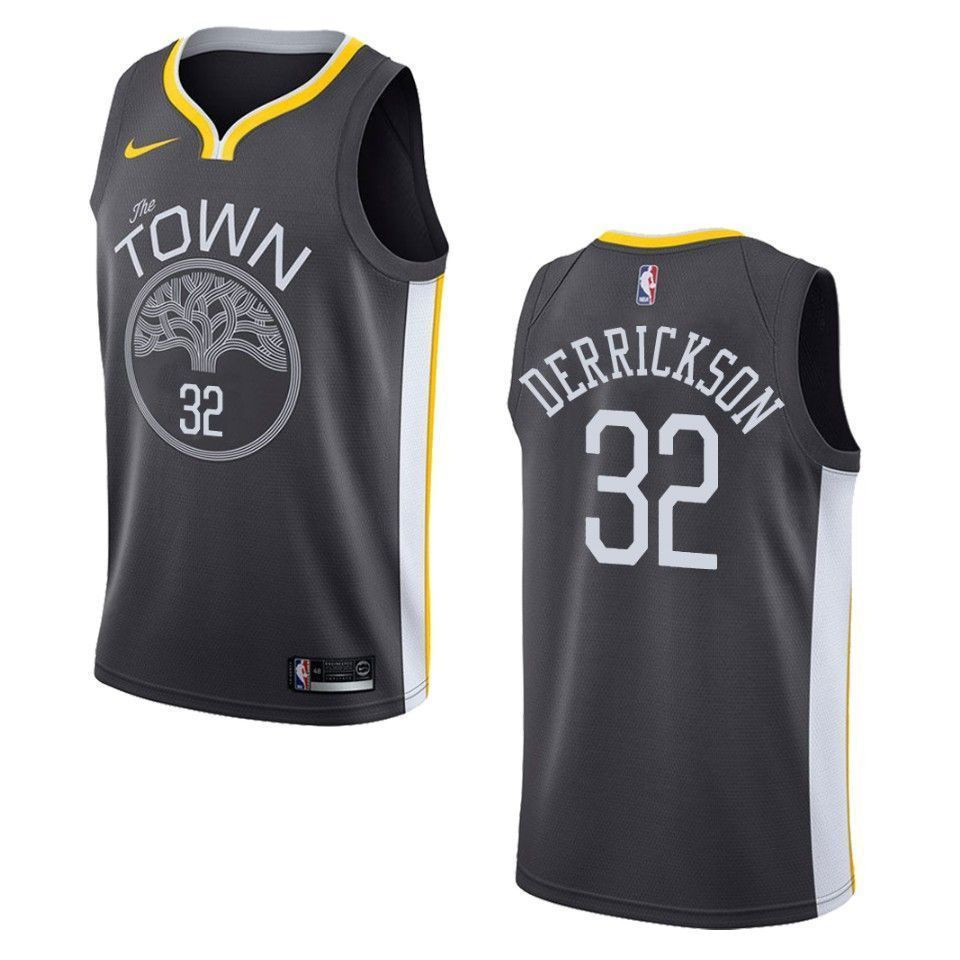 Men's Golden State Warriors 32 Marcus Derrickson Statement Swingman Basketball Jersey - Black - JS602 