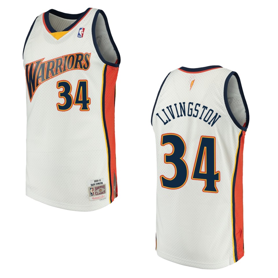 Men's Golden State Warriors #34 Shaun Livingston Hardwood Classics Swingman Basketball Jersey - White