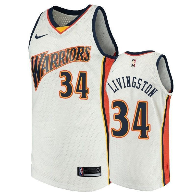 Men's Golden State Warriors 34 Shaun Livingston White Throwback Basketball Jersey - JS586 