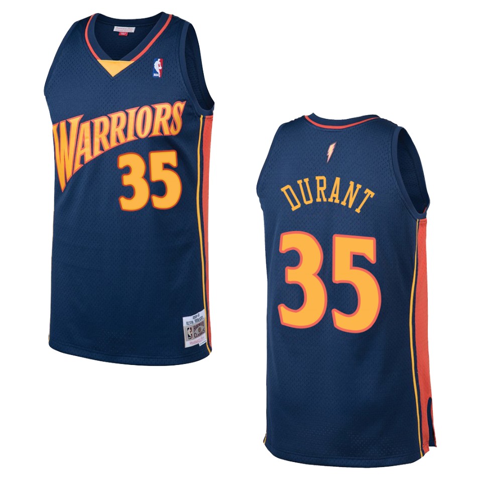 Men's Golden State Warriors #35 Kevin Durant Hardwood Classics Swingman Basketball Jersey - Navy