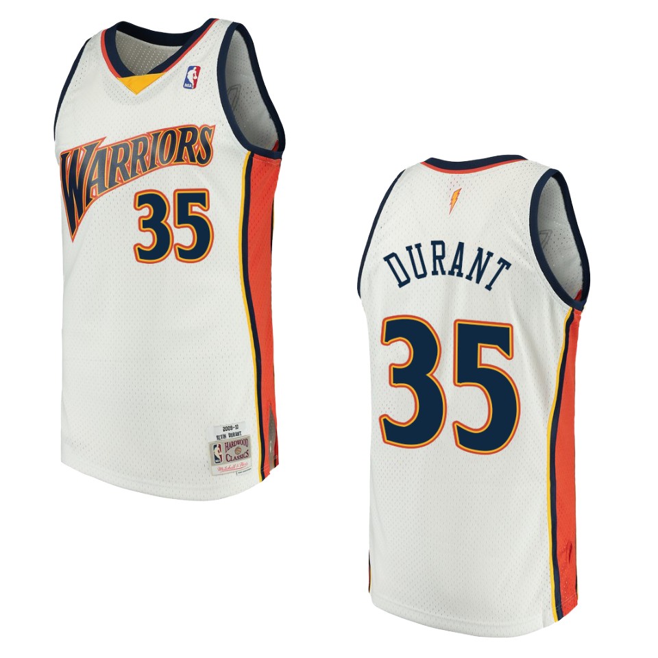 Men's Golden State Warriors #35 Kevin Durant Hardwood Classics Swingman Basketball Jersey - White