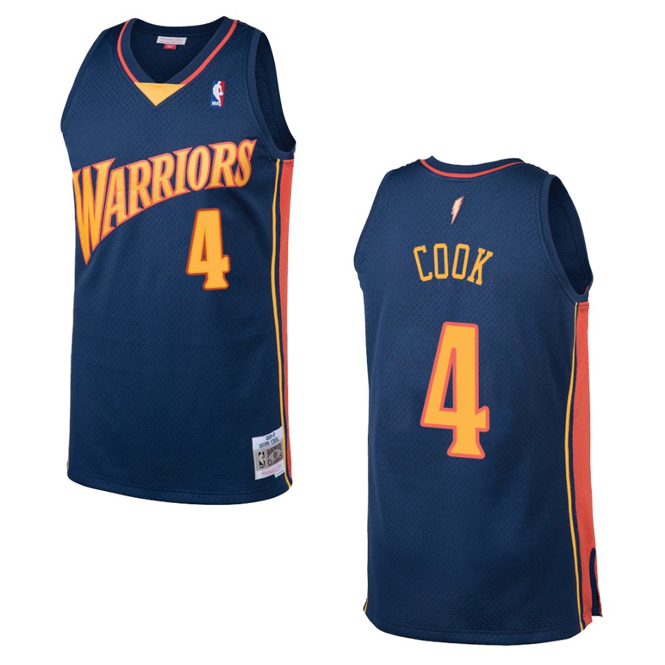 Men's Golden State Warriors #4 Quinn Cook Hardwood Classics Swingman Basketball Jersey - Navy