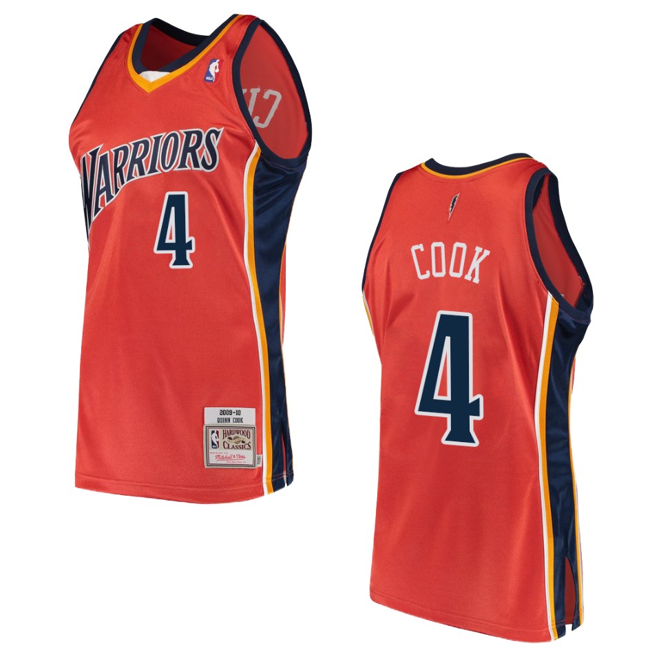 Men's Golden State Warriors #4 Quinn Cook Hardwood Classics Swingman Basketball Jersey - Orange