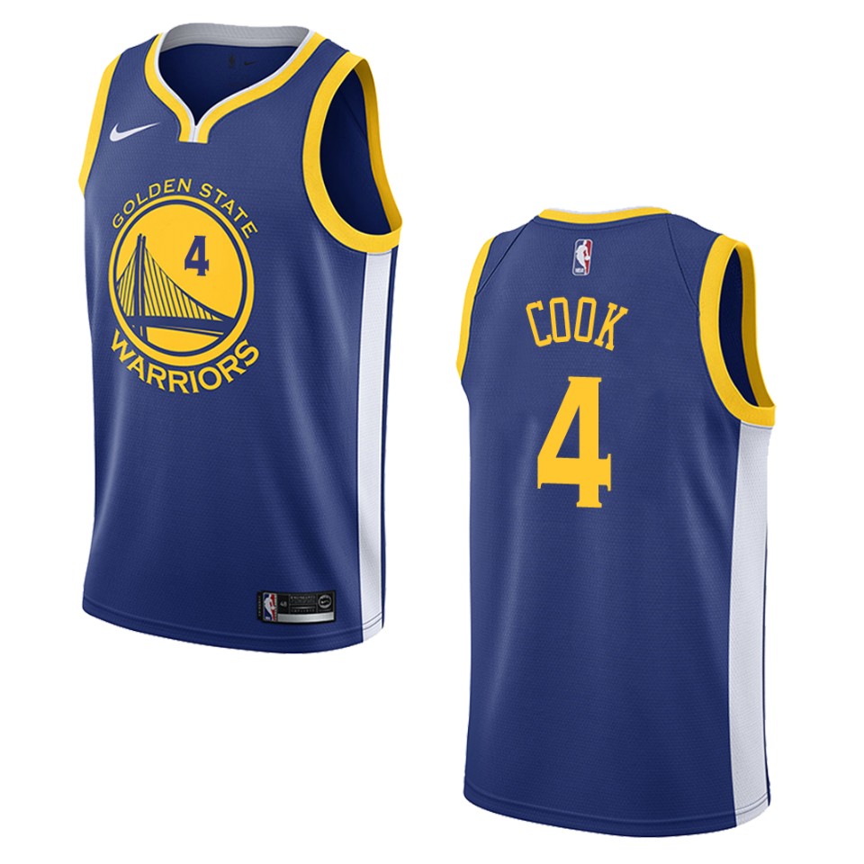 Men's Golden State Warriors #4 Quinn Cook Icon Swingman Basketball Jersey - Blue
